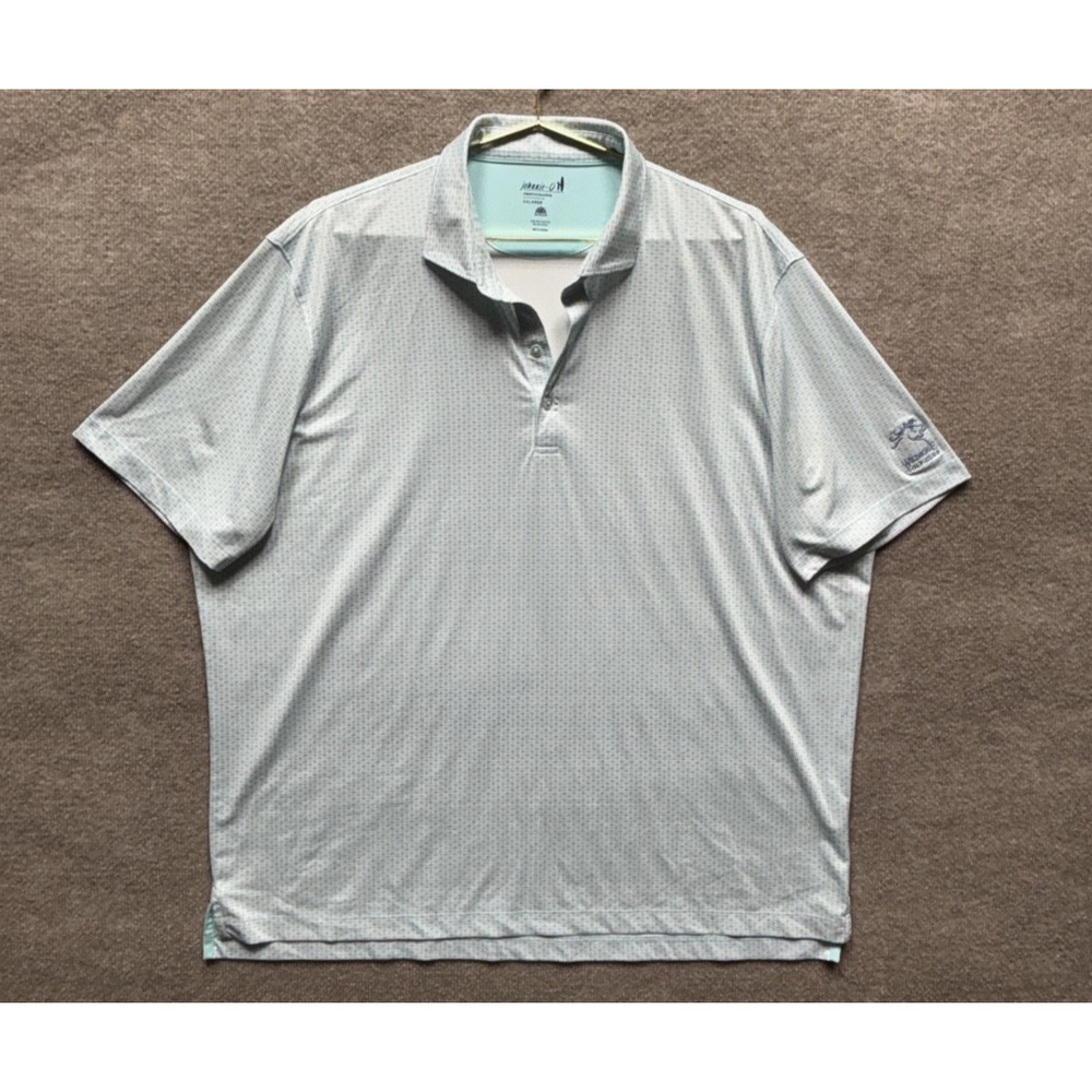 Johnnie O Polo Shirt Men 2XL Light Blue Pattern Chevron Collared Golf Tennis EUC